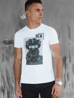 Koszulki Męskie>Dstreet Koszulka męska z nadrukiem biała RX5537