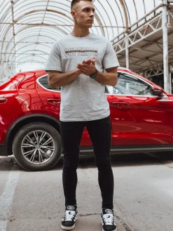 Koszulki Męskie>Dstreet Koszulka męska z nadrukiem szara RX5385