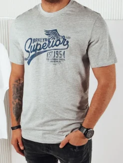 Koszulki Męskie>Dstreet Koszulka męska z nadrukiem szara RX5365