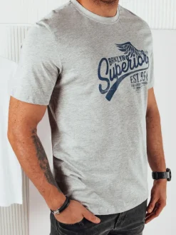 Koszulki Męskie>Dstreet Koszulka męska z nadrukiem szara RX5365