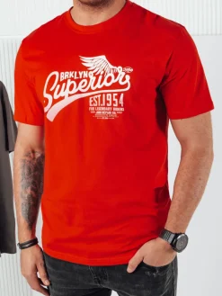 Koszulki Męskie>Dstreet Koszulka męska z nadrukiem pomarańczowa RX5367