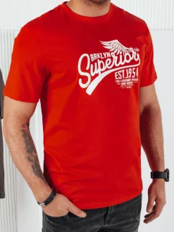 Koszulki Męskie>Dstreet Koszulka męska z nadrukiem pomarańczowa RX5367