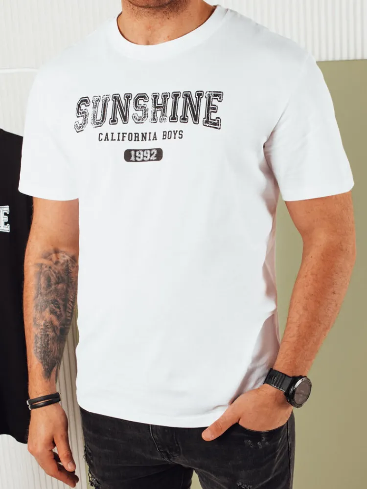 Koszulki Męskie>Dstreet Koszulka męska z nadrukiem biała RX5374