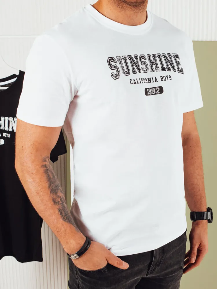 Koszulki Męskie>Dstreet Koszulka męska z nadrukiem biała RX5374