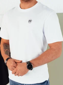 Koszulki Męskie>Dstreet Koszulka męska z nadrukiem biała RX5442
