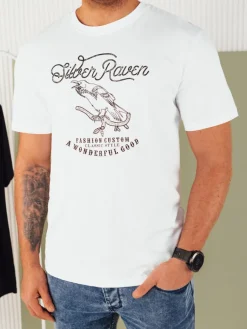 Koszulki Męskie>Dstreet Koszulka męska z nadrukiem biała RX5362