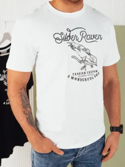 Koszulki Męskie>Dstreet Koszulka męska z nadrukiem biała RX5362