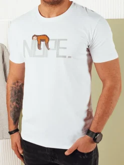 Koszulki Męskie>Dstreet Koszulka męska z nadrukiem biała RX5361