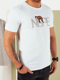 Koszulki Męskie>Dstreet Koszulka męska z nadrukiem biała RX5361