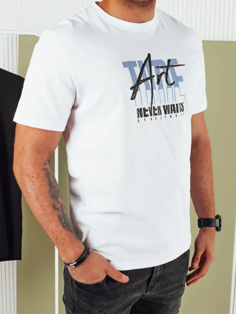 Koszulki Męskie>Dstreet Koszulka męska z nadrukiem biała RX5392