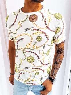 Koszulki Męskie>Dstreet Koszulka męska z nadrukiem biała RX5125