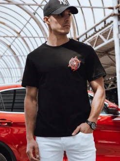 Koszulki Męskie>Dstreet Koszulka męska z nadrukiem czarna RX5491