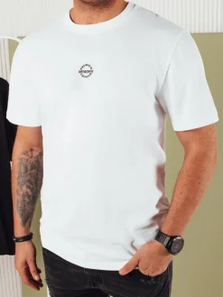 Koszulki Męskie>Dstreet Koszulka męska z nadrukiem biała RX5457