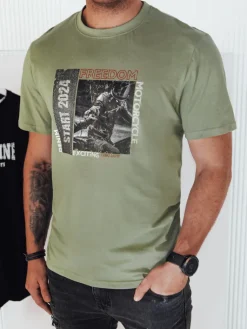 Koszulki Męskie>Dstreet Koszulka męska z nadrukiem zielona RX5465