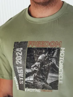 Koszulki Męskie>Dstreet Koszulka męska z nadrukiem zielona RX5465