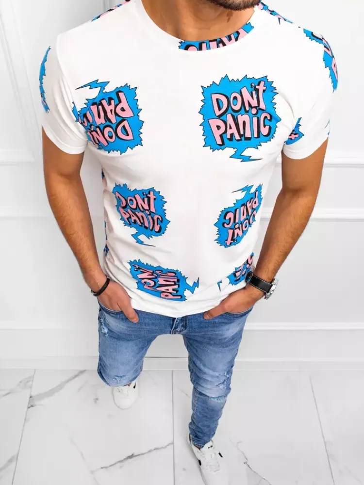 Koszulki Męskie>Dstreet Koszulka męska z nadrukiem biała RX5130