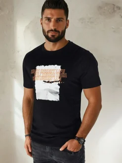 Koszulki Męskie>Dstreet Koszulka męska z nadrukiem czarna RX5489