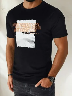 Koszulki Męskie>Dstreet Koszulka męska z nadrukiem czarna RX5489