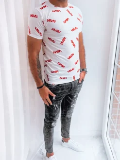 Koszulki Męskie>Dstreet Koszulka męska z nadrukiem biała RX5269