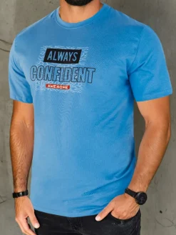 Koszulki Męskie>Dstreet Koszulka męska z nadrukiem niebieska RX5408