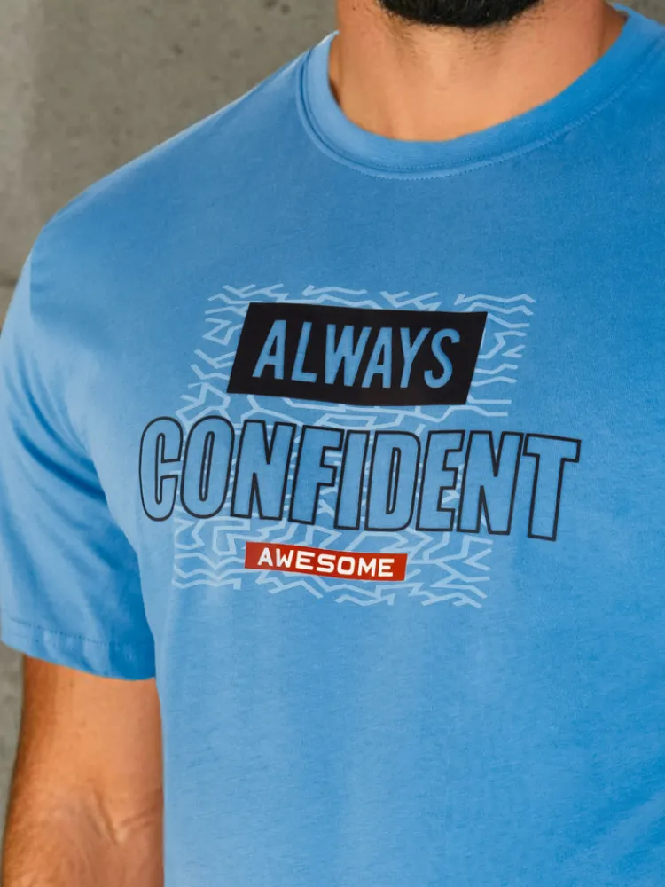 Koszulki Męskie>Dstreet Koszulka męska z nadrukiem niebieska RX5408