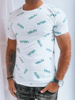 Koszulki Męskie>Dstreet Koszulka męska z nadrukiem biała RX5268