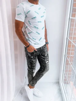 Koszulki Męskie>Dstreet Koszulka męska z nadrukiem biała RX5268