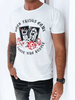 Koszulki Męskie>Dstreet Koszulka męska z nadrukiem biała RX5257