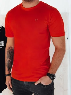 Koszulki Męskie>Dstreet Koszulka męska z nadrukiem pomarańczowa RX5470