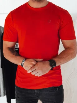 Koszulki Męskie>Dstreet Koszulka męska z nadrukiem pomarańczowa RX5470