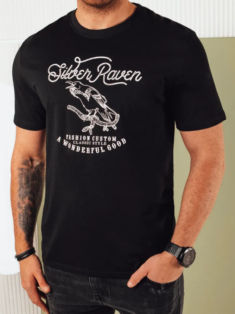 Koszulki Męskie>Dstreet Koszulka męska z nadrukiem czarna RX5363