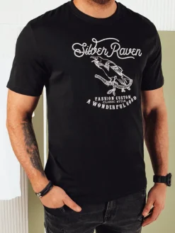 Koszulki Męskie>Dstreet Koszulka męska z nadrukiem czarna RX5363