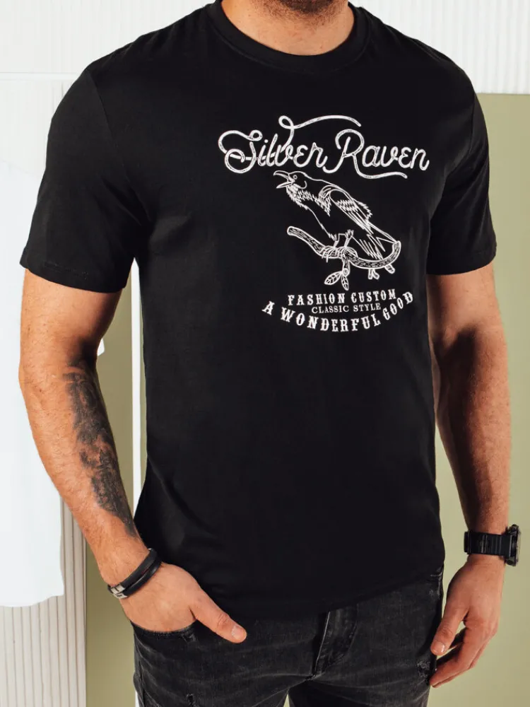 Koszulki Męskie>Dstreet Koszulka męska z nadrukiem czarna RX5363