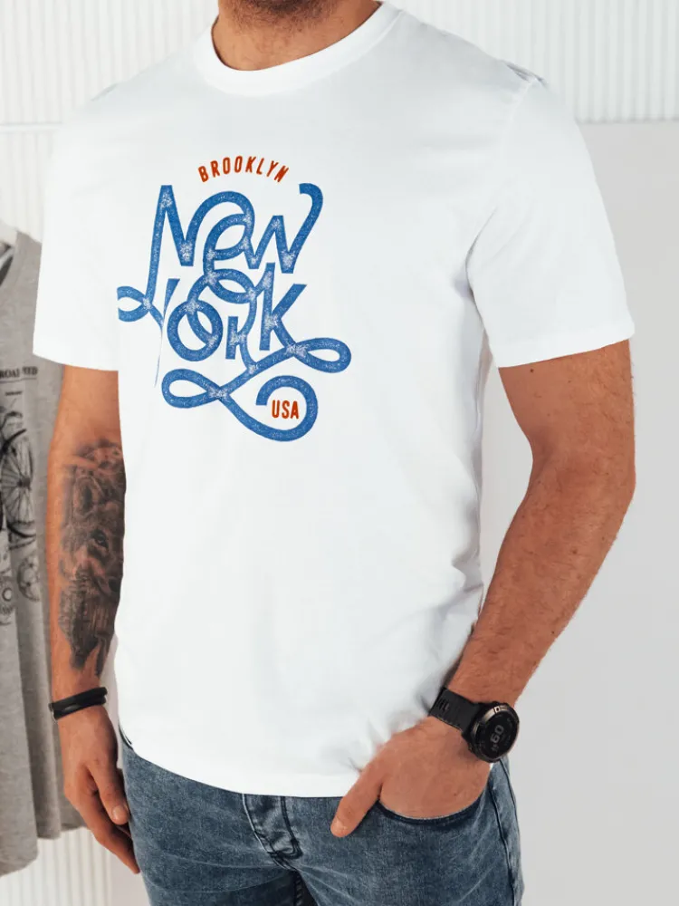 Koszulki Męskie>Dstreet Koszulka męska z nadrukiem biała RX5369