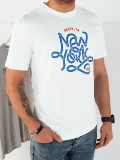 Koszulki Męskie>Dstreet Koszulka męska z nadrukiem biała RX5369