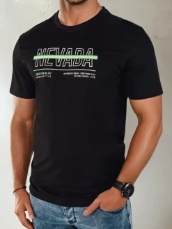 Koszulki Męskie>Dstreet Koszulka męska z nadrukiem czarna RX5437