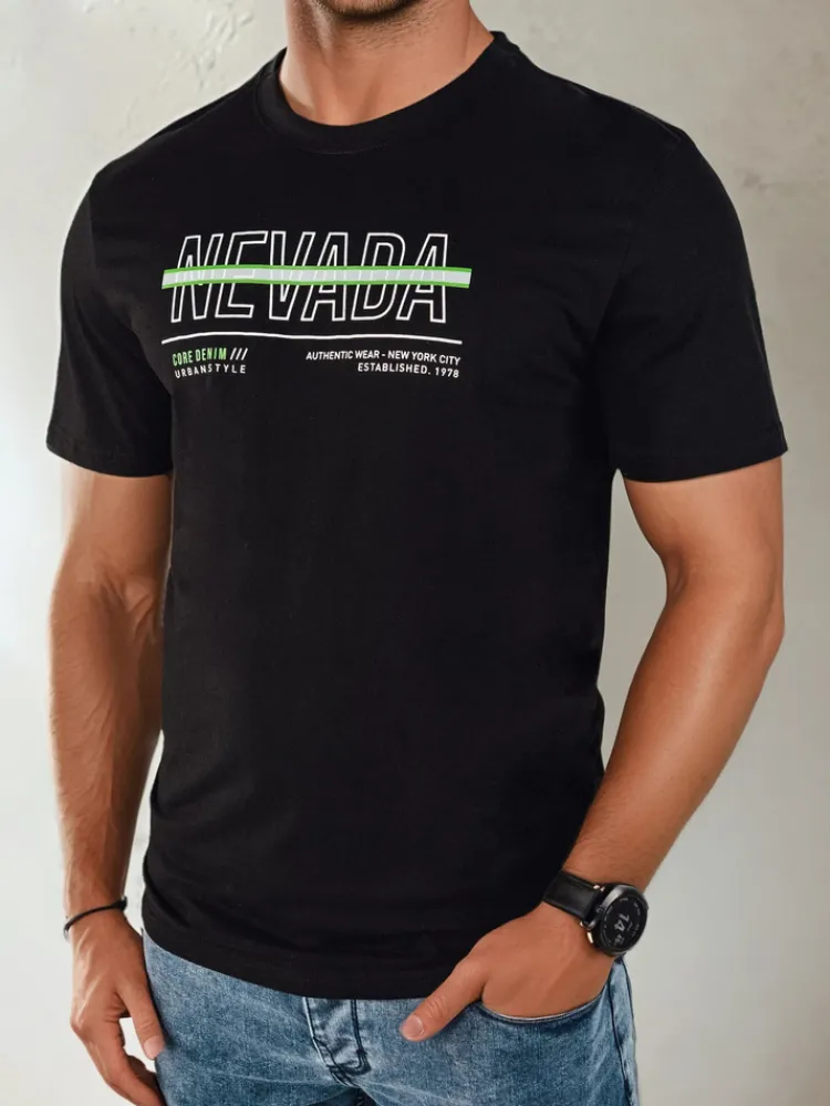 Koszulki Męskie>Dstreet Koszulka męska z nadrukiem czarna RX5437