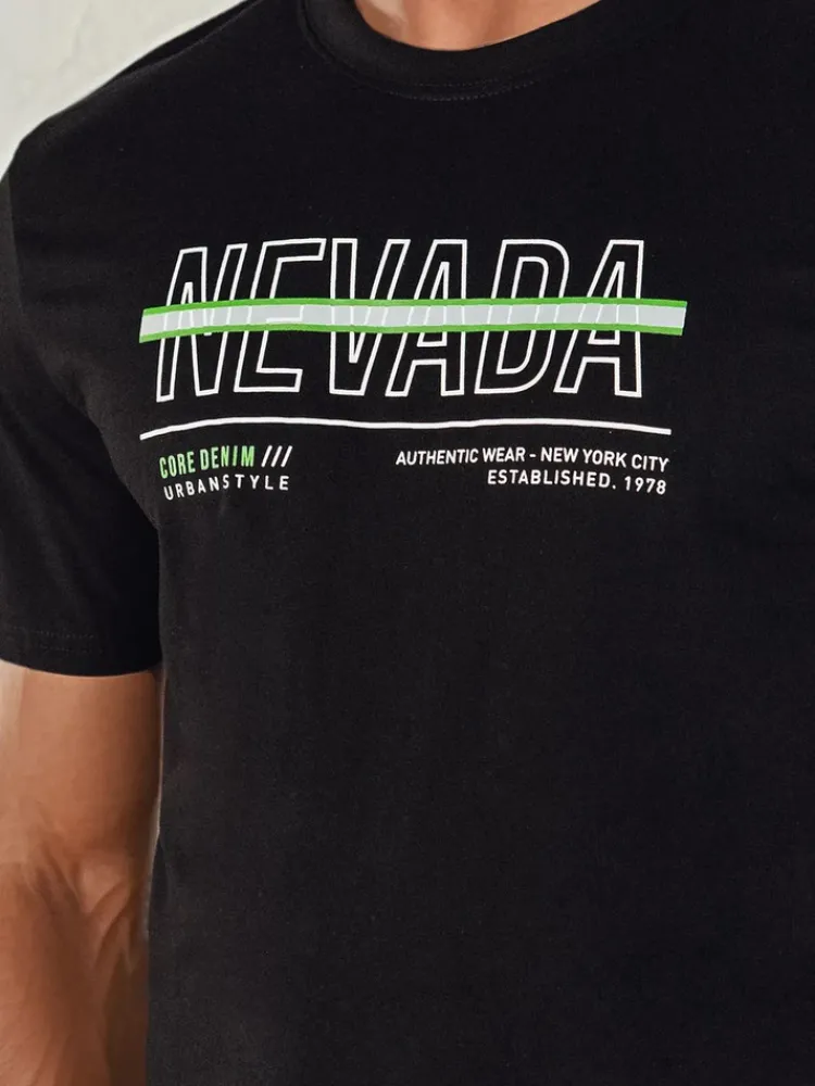 Koszulki Męskie>Dstreet Koszulka męska z nadrukiem czarna RX5437