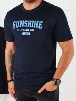 Koszulki Męskie>Dstreet Koszulka męska z nadrukiem granatowa RX5375