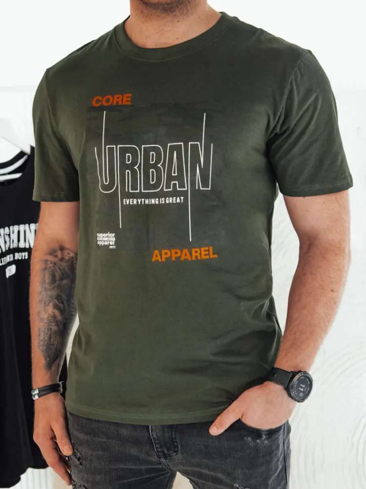 Koszulki Męskie>Dstreet Koszulka męska z nadrukiem zielona RX5456