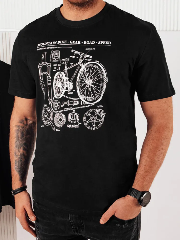 Koszulki Męskie>Dstreet Koszulka męska z nadrukiem czarna RX5394