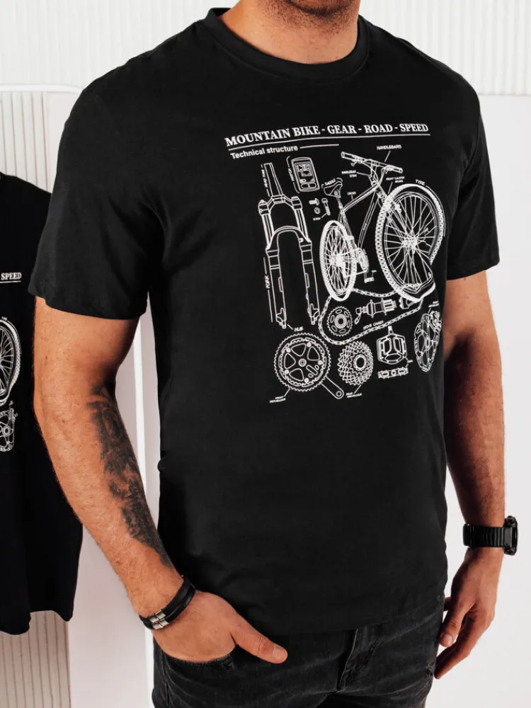 Koszulki Męskie>Dstreet Koszulka męska z nadrukiem czarna RX5394