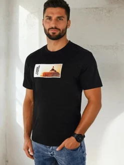 Koszulki Męskie>Dstreet Koszulka męska z nadrukiem czarna RX5485