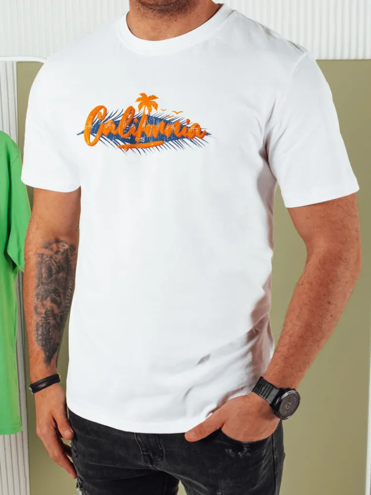 Koszulki Męskie>Dstreet Koszulka męska z nadrukiem biała RX5371