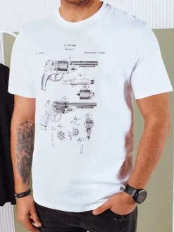 Koszulki Męskie>Dstreet Koszulka męska z nadrukiem biała RX5429