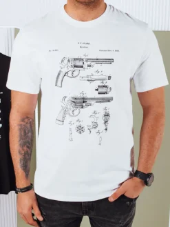 Koszulki Męskie>Dstreet Koszulka męska z nadrukiem biała RX5429