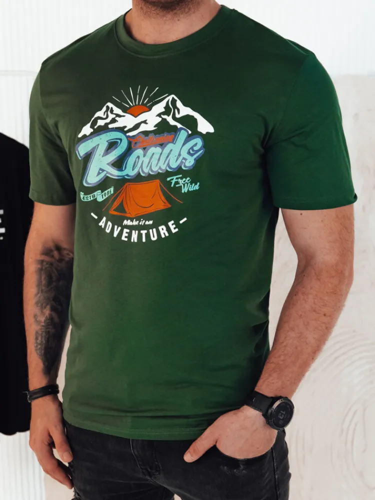 Koszulki Męskie>Dstreet Koszulka męska z nadrukiem zielona RX5402