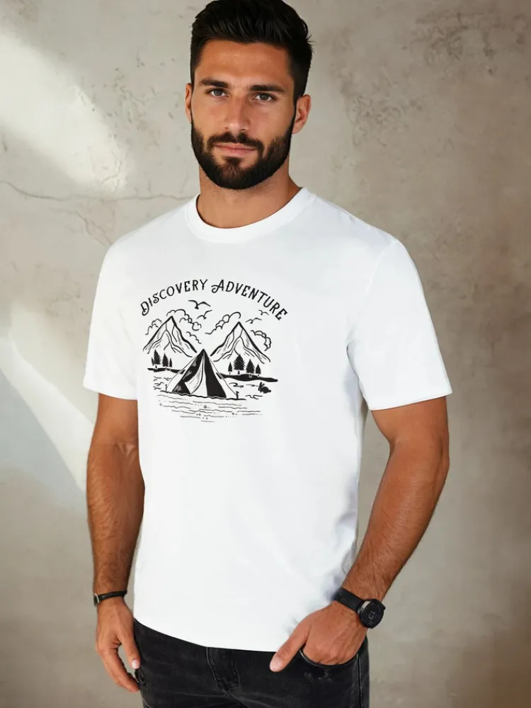 Koszulki Męskie>Dstreet Koszulka męska z nadrukiem biała RX5412