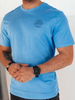 Koszulki Męskie>Dstreet Koszulka męska z nadrukiem jasnoniebieska RX5417