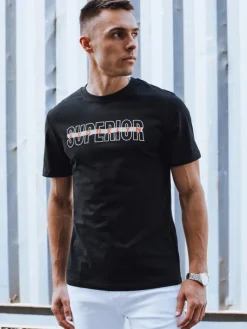 Koszulki Męskie>Dstreet Koszulka męska z nadrukiem czarna RX5387